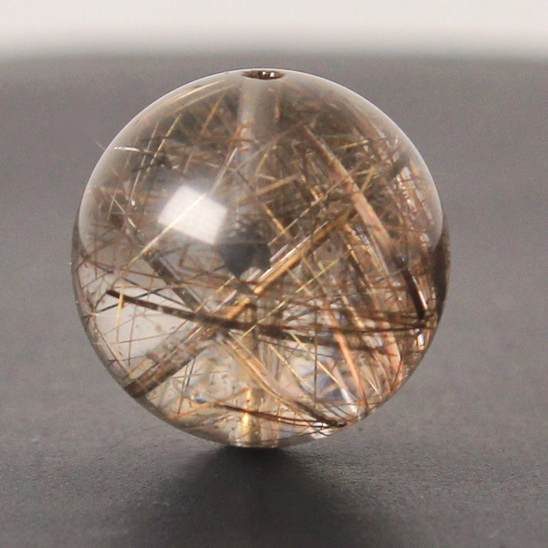 ブロンズブラウンの針と透明感が美しい 約13ミリ ブロンズルチルクォーツ【GHTU14 4g】 一点物 1粒売り 京海堂