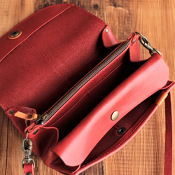 Novia｜手風琴長夾改良型皮夾斜背包【6色牛革】免費縫線與刺繡客製・免費加名・含肩背帶・日本製｜sb-20 第6張的照片