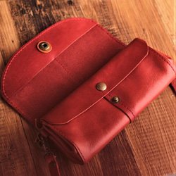 Novia｜手風琴長夾改良型皮夾斜背包【6色牛革】免費縫線與刺繡客製・免費加名・含肩背帶・日本製｜sb-20 第5張的照片