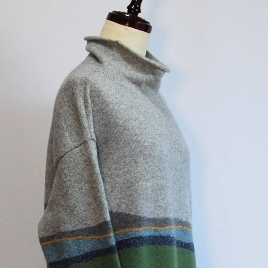 【受注制作】『曇りの日の散歩』色を着る  境界線のセーター
