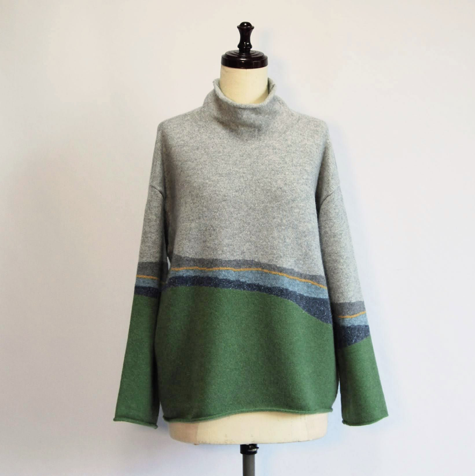 【受注制作】『曇りの日の散歩』色を着る  境界線のセーター