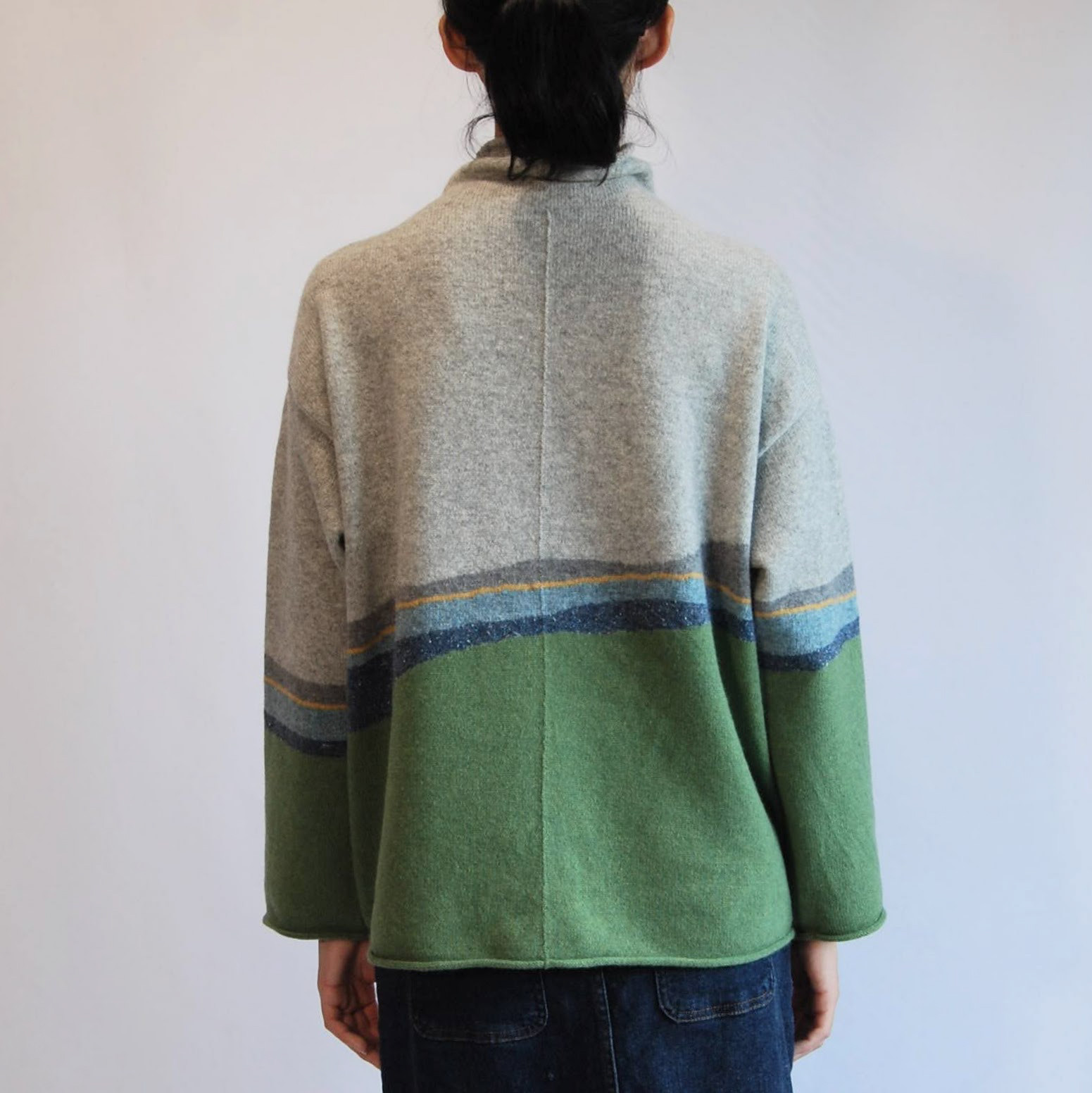 【受注制作】『曇りの日の散歩』色を着る  境界線のセーター