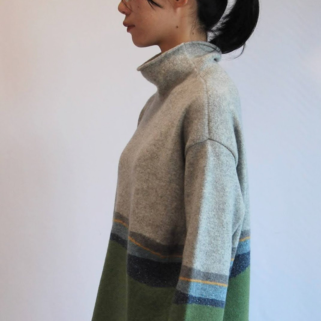 【受注制作】『曇りの日の散歩』色を着る  境界線のセーター