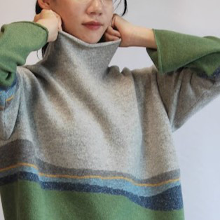 【受注制作】『曇りの日の散歩』色を着る  境界線のセーター