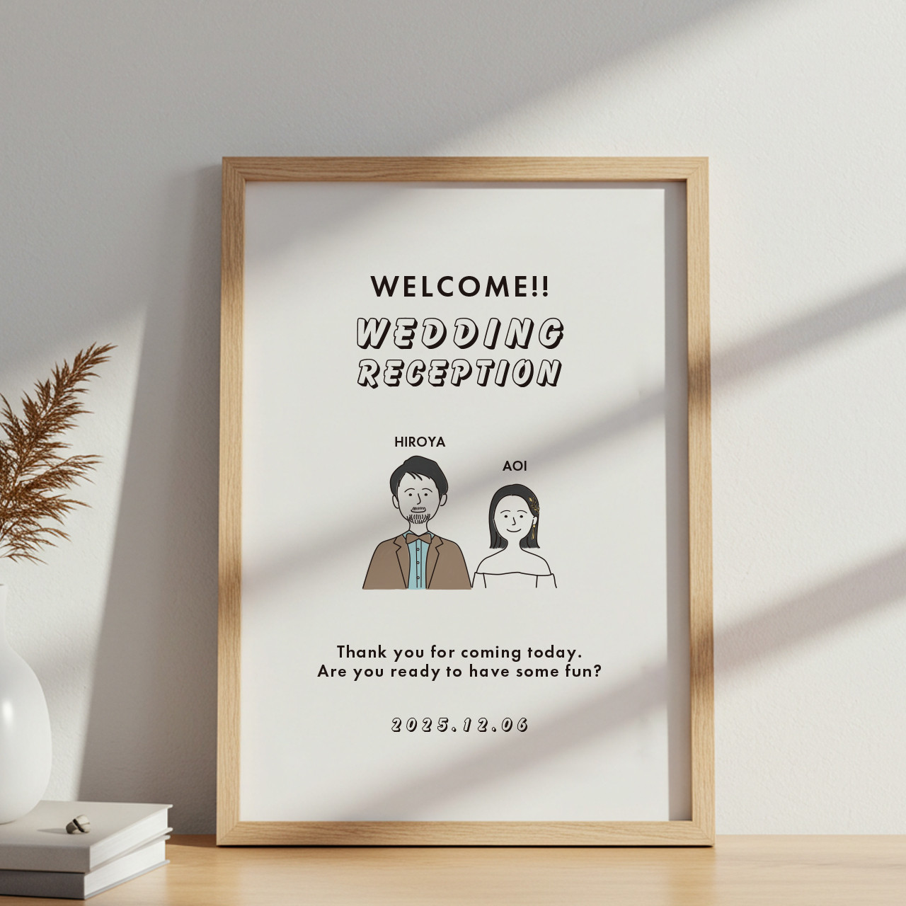 送料無料｜【ウェルカムボード 】Groom ＆Bride 似顔絵イラスト｜新郎新婦イラスト｜結婚式｜披露宴