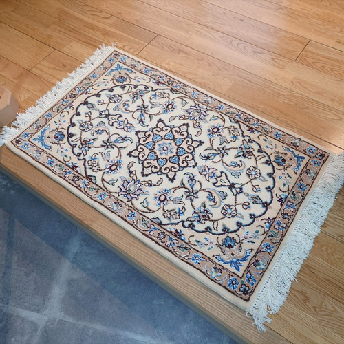ペルシャ絨毯 ナイン産 ノーラ 玄関マット小 80（88フサ込）x50cm