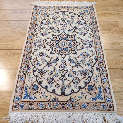 ペルシャ絨毯 ナイン産 ノーラ 玄関マット小 80（88フサ込）x50cm