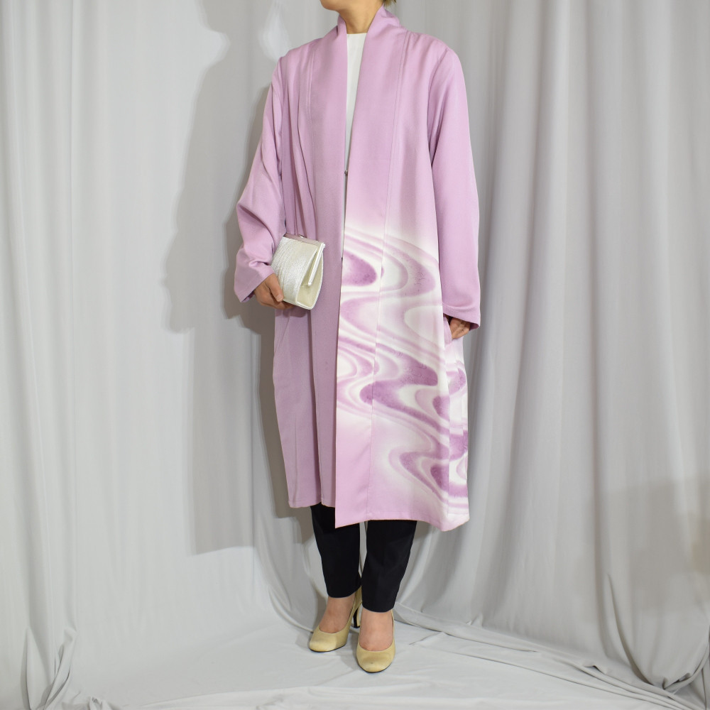 カーディガン風羽織コート,上品＆華やか,和の一着【着物リメイク】