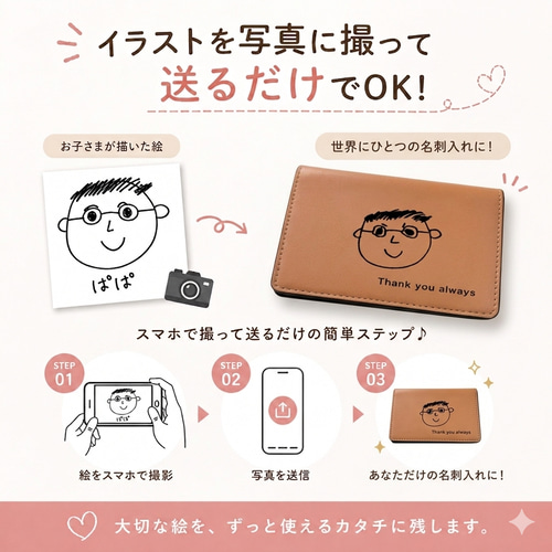 匿名配送】お子様のイラストで作成 カードケース｜オーダーメイド 写真