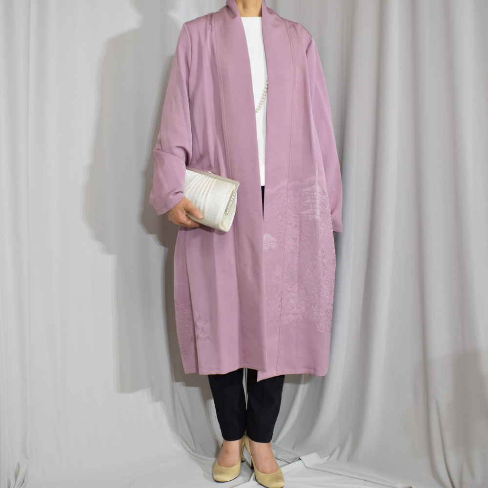 カーディガン風羽織コート,上品＆華やか,和の一着【着物リメイク】