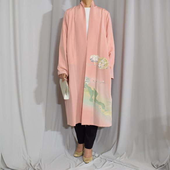カーディガン風羽織コート,上品＆華やか,和の一着【着物リメイク