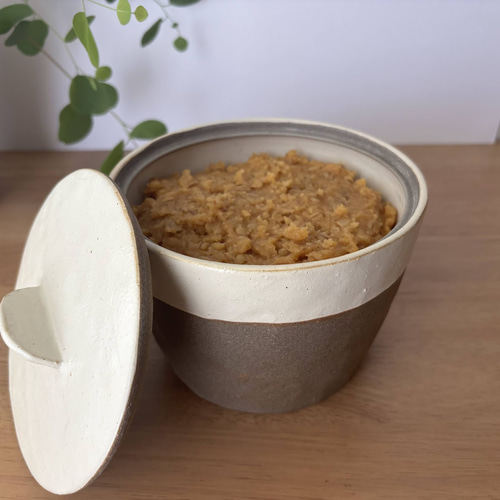 素朴でかわいい 味噌壺1kg用 保存容器・キャニスター 陶工房 浩hiro