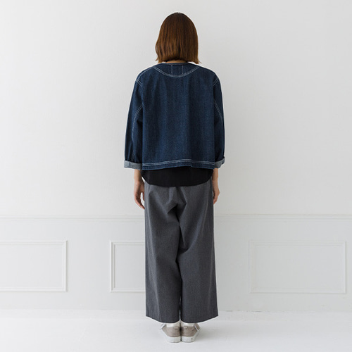 軽やかに着れる！ ノーカラーデニムジャケット ジャケット kermu 通販