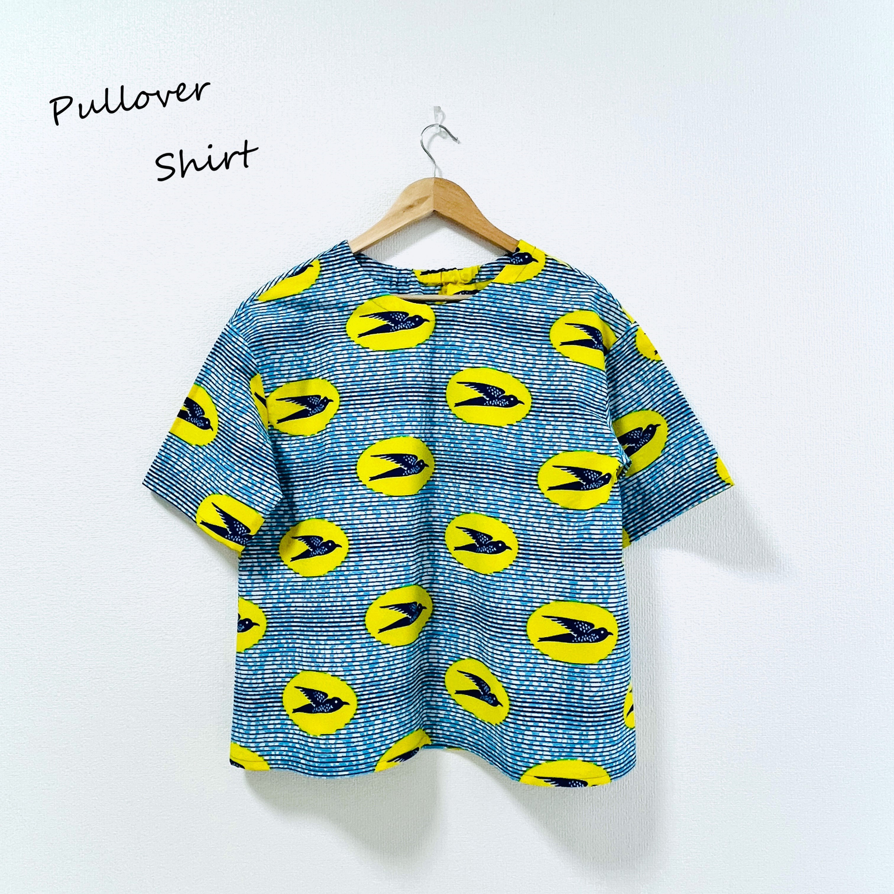 Aライン半袖プルオーバー／アフリカンプリント／つばめ