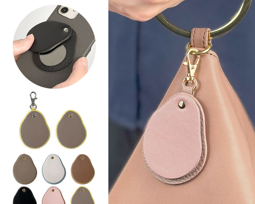 レザー ミラー ステンレス ミラーチャーム スマホチャーム コンパクト