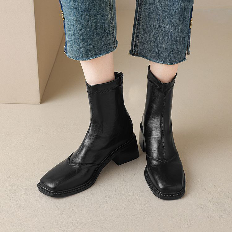 ★人気再販★ スエードXレザー シンプルなデザイン ブーツ レディース　1122-31