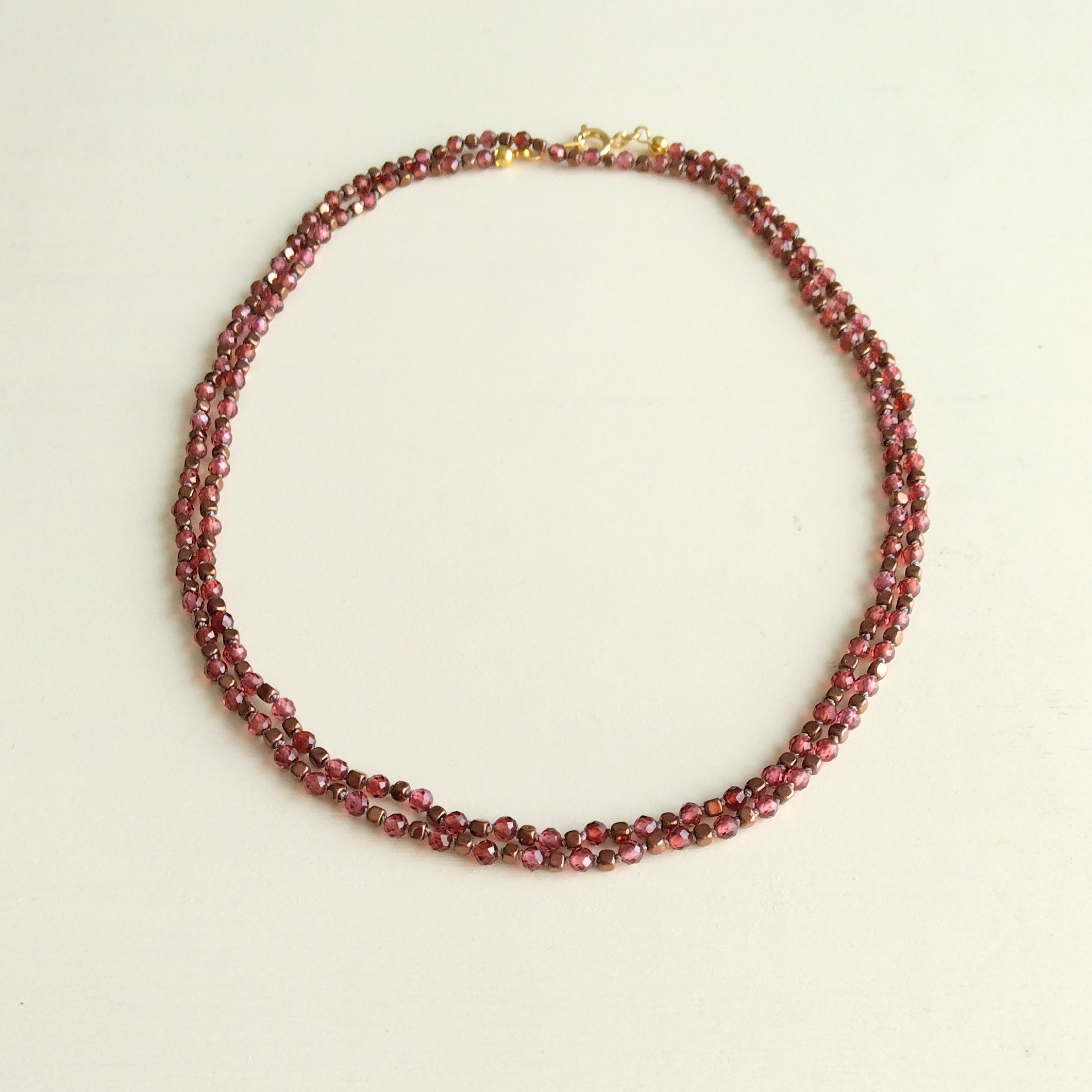 ガーネット×ヘマタイトロングネックレス