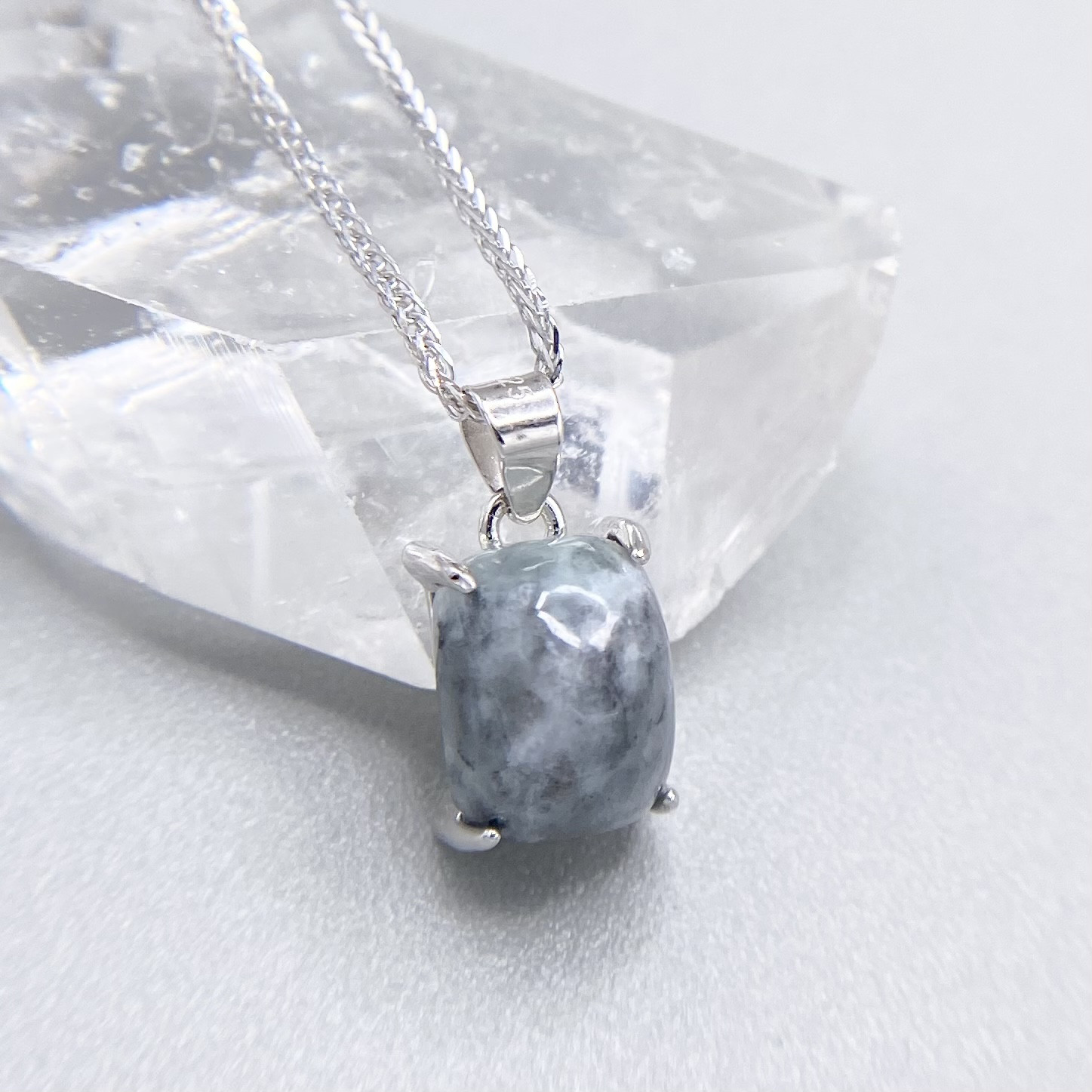 糸魚川翡翠シルバーネックレス☆原石から磨きました！60cmのスライドアジャスターチェーン付き