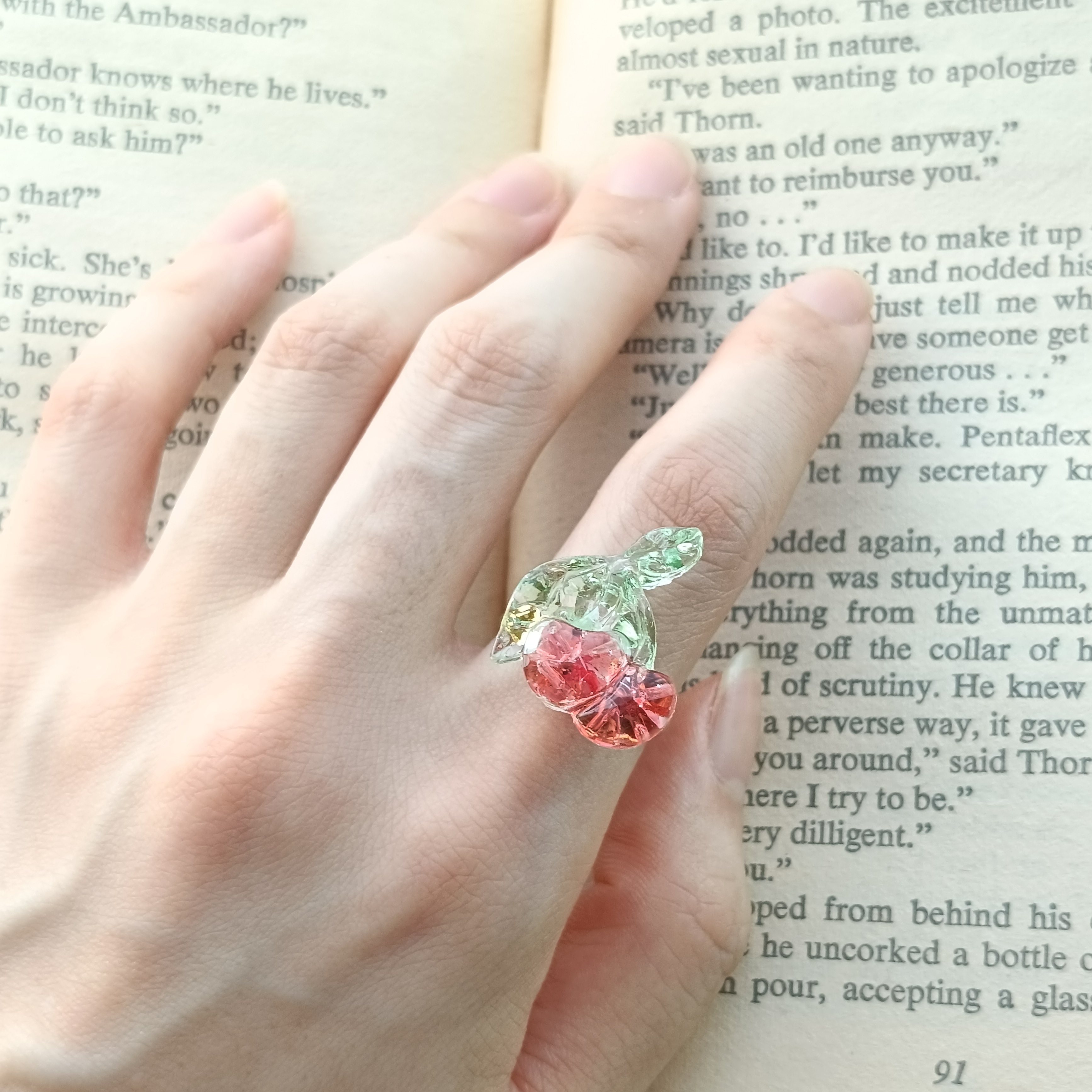 〜Cherry Jewelリング〜　桜　バラ　ハート　薔薇　プレゼント　クリア　キャンディー　飴　フラワー　チェリー