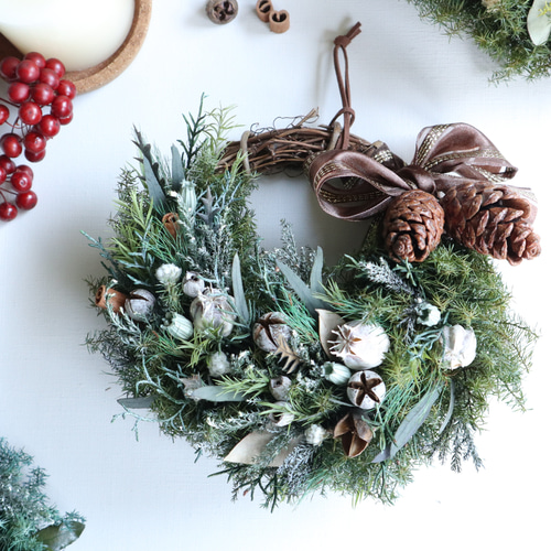 ⌘ クリスマスリース ⌘ 35cm 森のクリスマスリース 【 受注製作 】 ⌘ クリスマスリース ⌘ 35cm 森のクリスマスリース 【 受注製作 】