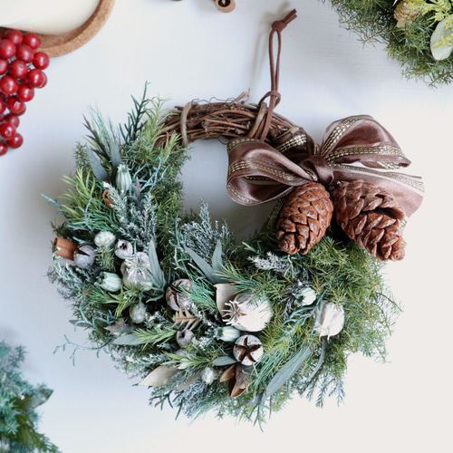 merry christmas 静かな森のラウンドリース　16〜20cm merry christmas 静かな森のラウンドリース16〜20cm