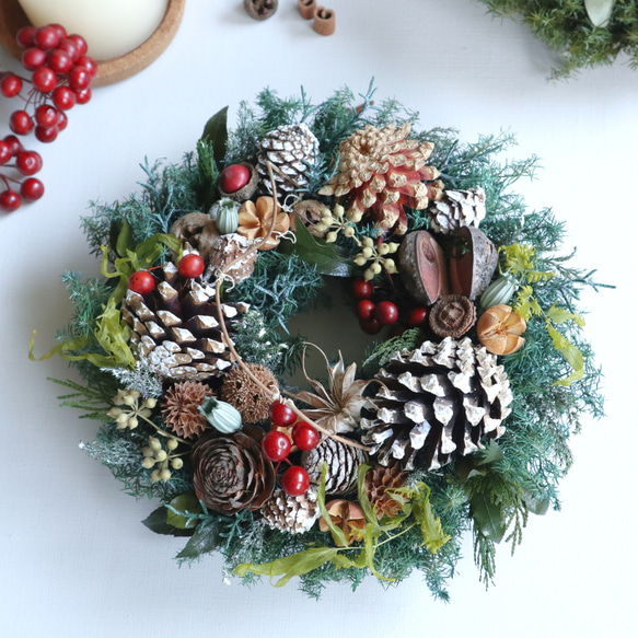 見本　木の実いっぱいクリスマスリース　45センチ 見本 木の実いっぱいクリスマスリース 45センチ