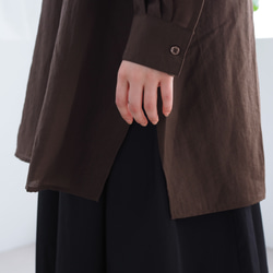 大人のシアーワッシャーブラウス ブラウン 体型カバーにも(長袖シャツ) 14枚目の画像