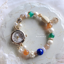 大人ビビットカラーのアンティークジュエルウォッチ（ブレスレットウォッチ） 2枚目の画像