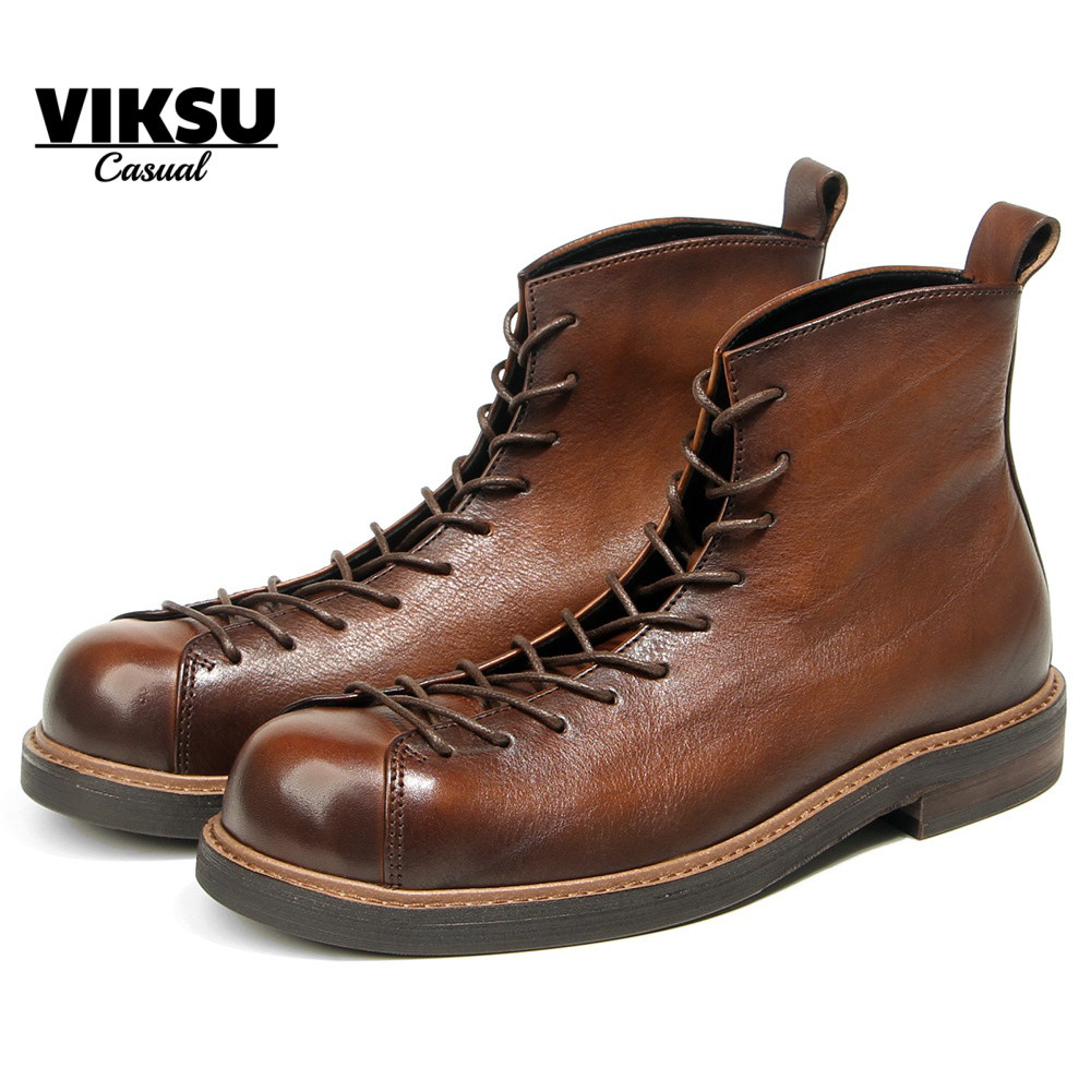 濃厚高級感|牛革レトロマーチンブーツ|阿美カジュアル工芸靴|