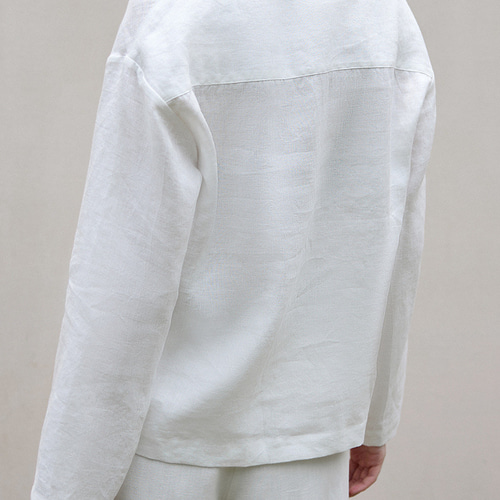 100%リネン】Vネック 半開襟シャツ 秋 長袖 上品 大人カジュアル