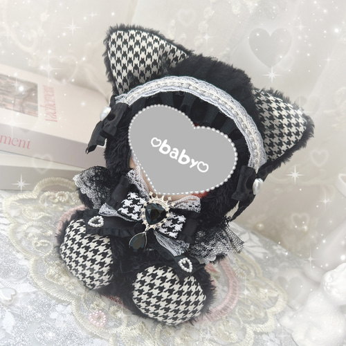 おすわり BLACK frill cat‪‪ ♡⃛ ぬい服♡ ぬいぐるみ Fu - taro‬‬