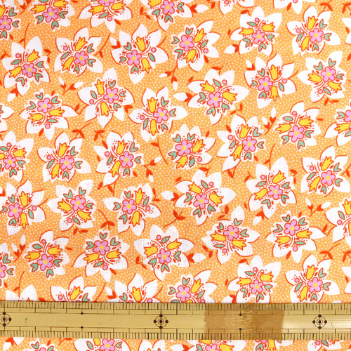 【レトロ】花柄 橙色 【反物】 USAコットン 】アメリカン ジェーン レトロ花柄 (UMM-014) 2色展開