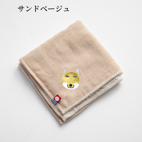 全8カラー】チベットスナキツネ 地味かわ 刺繍ハンカチ｜今治タオル