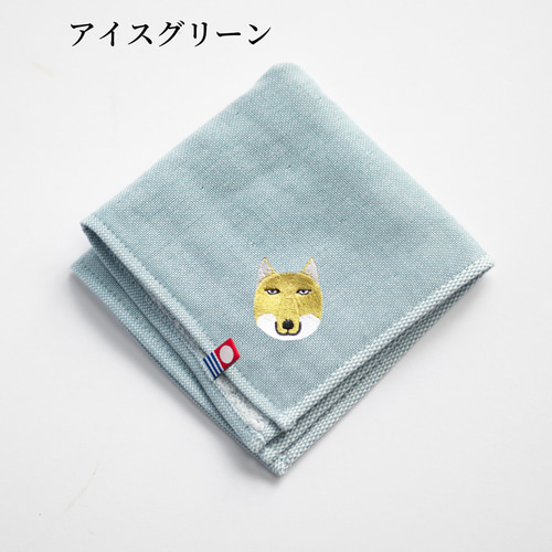 全8カラー】チベットスナキツネ 地味かわ 刺繍ハンカチ｜今治タオル