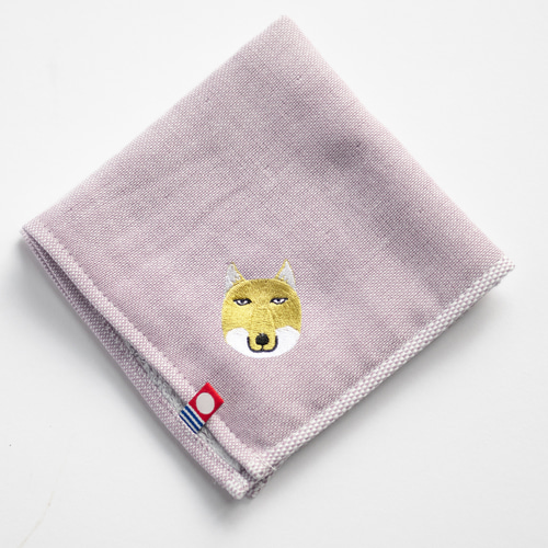 全8カラー】チベットスナキツネ 地味かわ 刺繍ハンカチ｜今治タオル