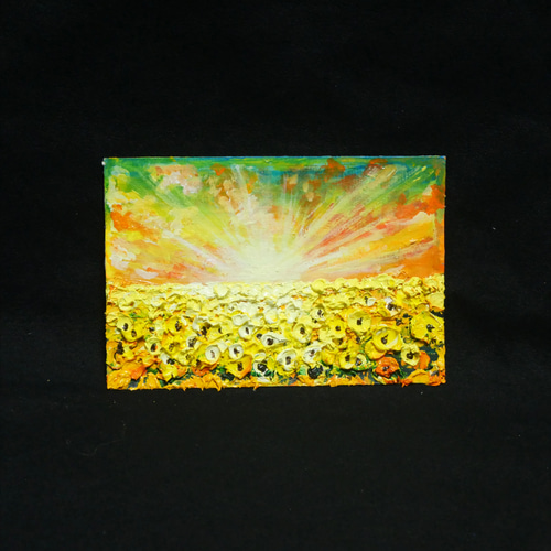油絵 油彩 油彩画 絵 絵画 【黄昏の向日葵】ミニ絵画 油絵 油彩 油彩画 絵 絵画 【黄昏の向日葵】ミニ絵画