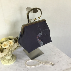 花ぷらら・ハンドメイド・リメイク・カバン・がま口バック・チェーンショルダー付き ハンドメイド・リメイク・帯・カバン・がま口バック・黒・2way