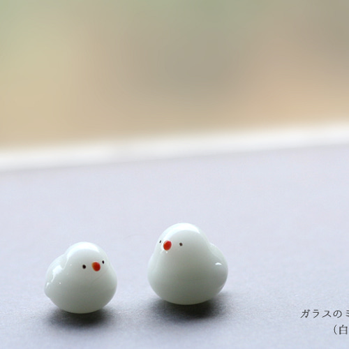 ガラスのミニチュア ”白文鳥” 立体・オブジェ 工房ぺるる 通販