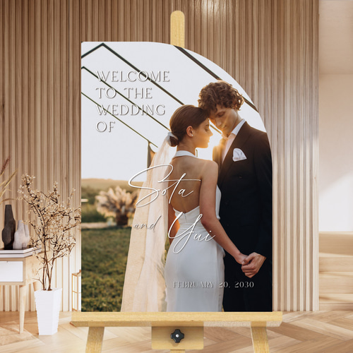 四分円ウェルカムボード【A4～A1アクリル/パネル/木】写真 結婚式 名
