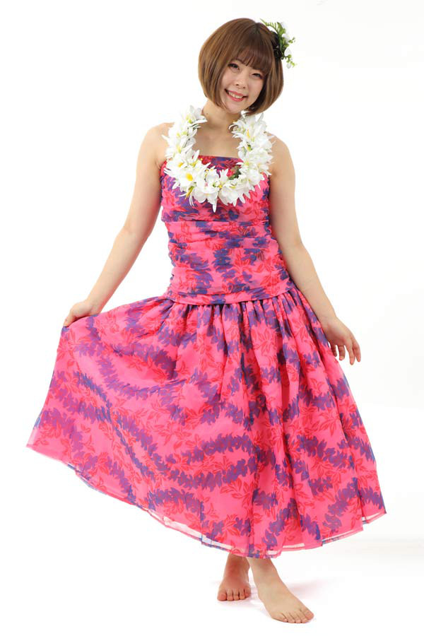 受注生産　オーダーメイド　パウスカート　チューブトップ　フラダンス プリントオーガンジー  nws00091