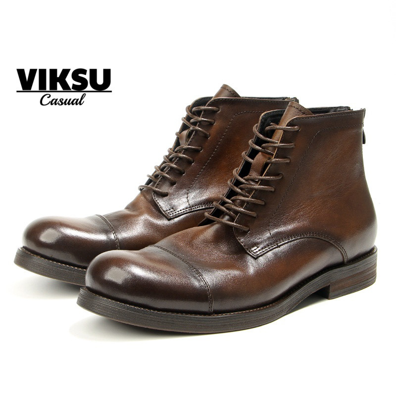 新作！|職人拭き上げ牛革ブーツ ブラウン|ブラウン|イギリス風レトロデザイン|手作りの深みある色調！