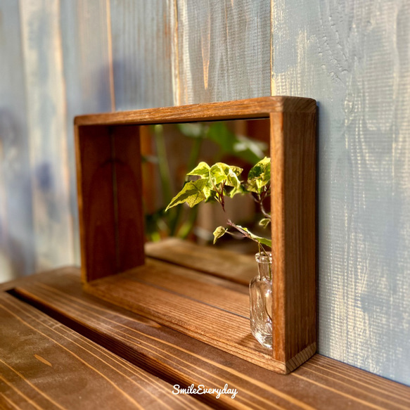 無垢材 ボックスミラー ウォールミラー おしゃれアンティーク 玄関に