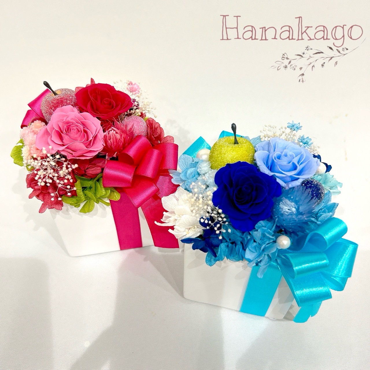 【送料無料】Pink Blue CUBE プリザーブドフラワー