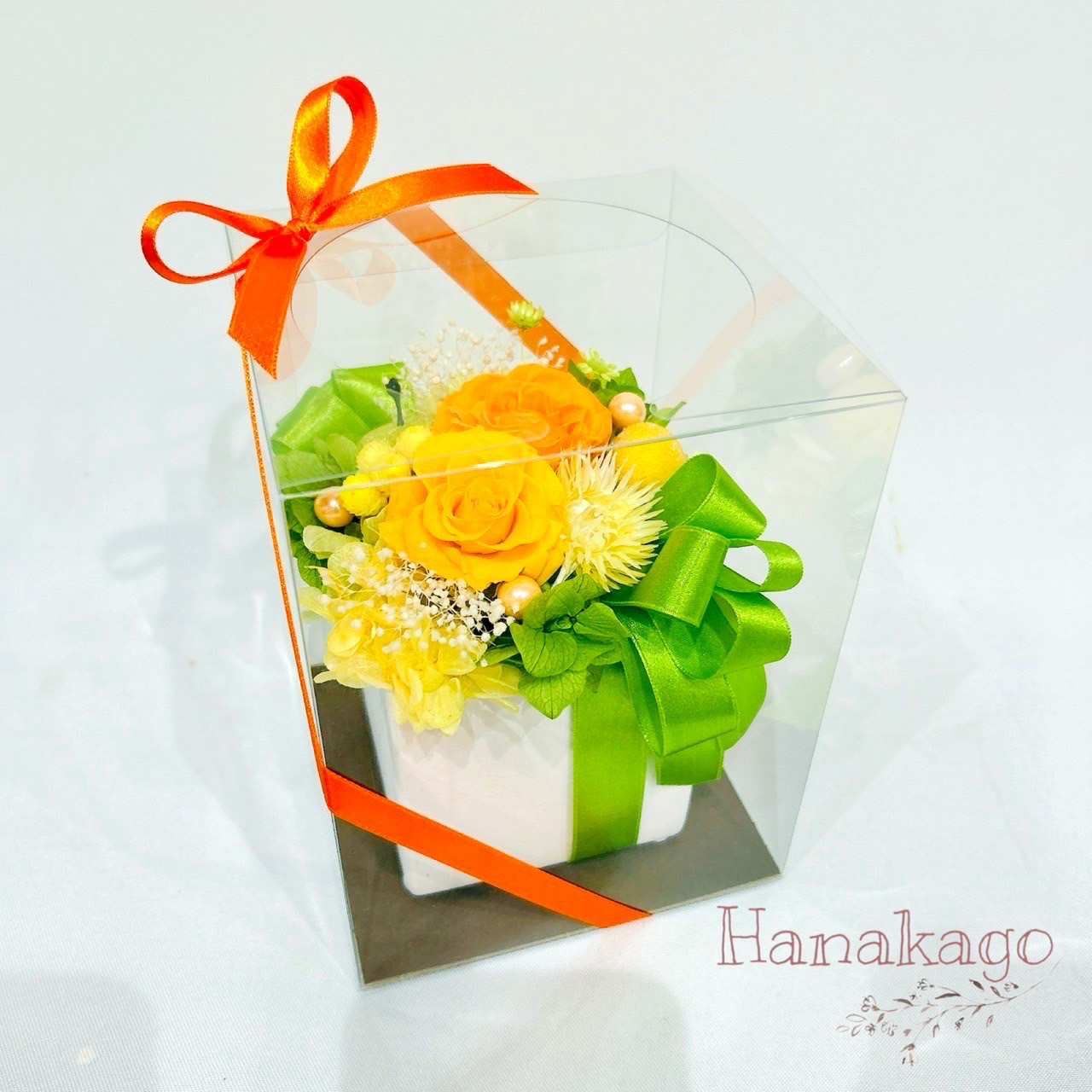 【送料無料】Orange  CUBE プリザーブドフラワー