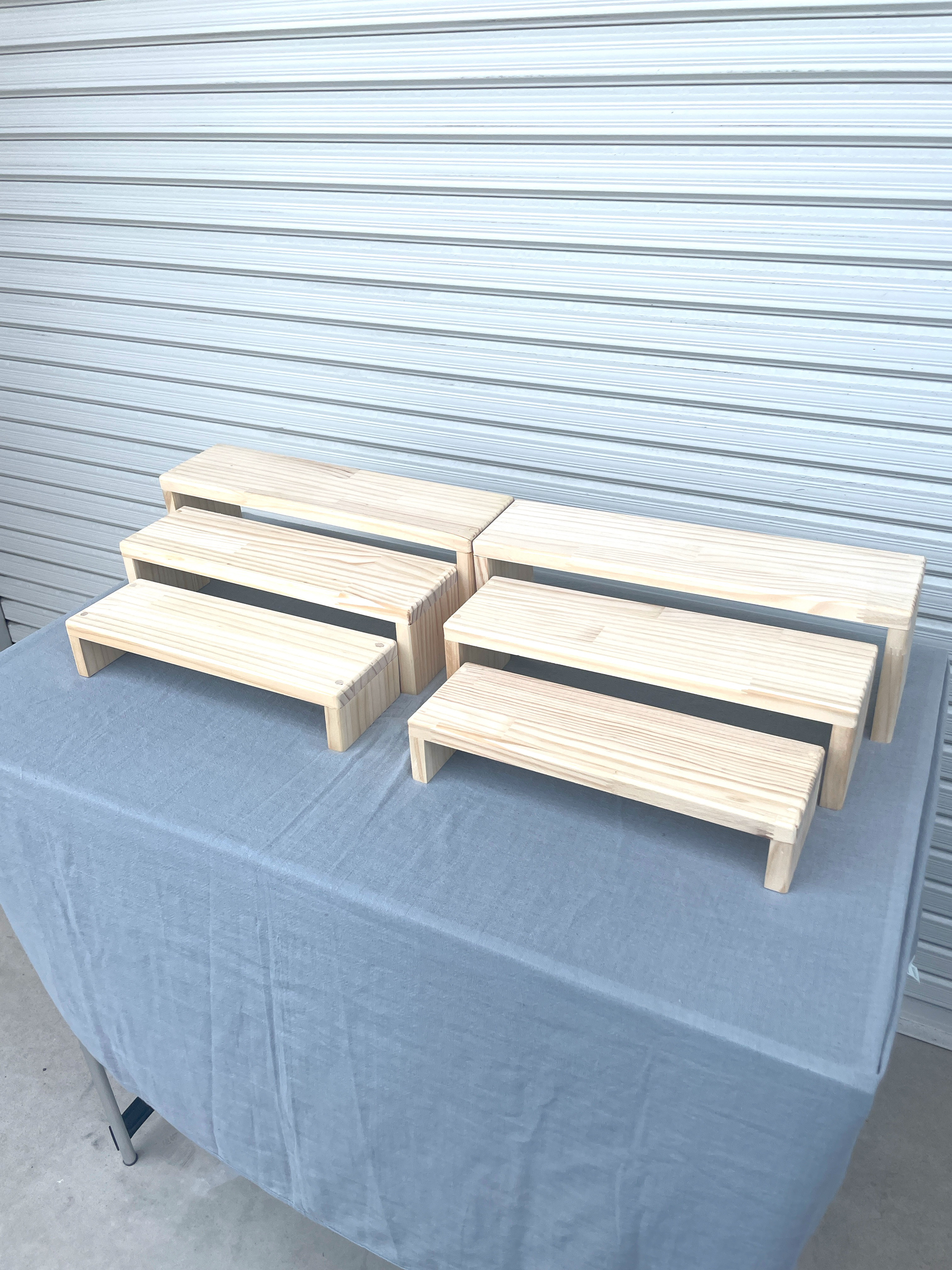 ★マルシェ用ブースセット★【コの字ラック6点セット】刻印サービス/ディスプレイ台/イベント什器/木製/棚/マルシェ