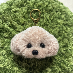 うるうるトイプードル 毛糸キーホルダー シルバー ぬいぐるみ