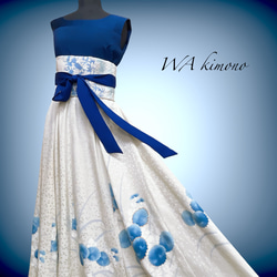 サッシュベルト ウエスト 65〜95cm 着物リメイク 帯 ブルー J70305 サッシュベルト ウエスト 65〜95cm 着物リメイク 帯 ブルー