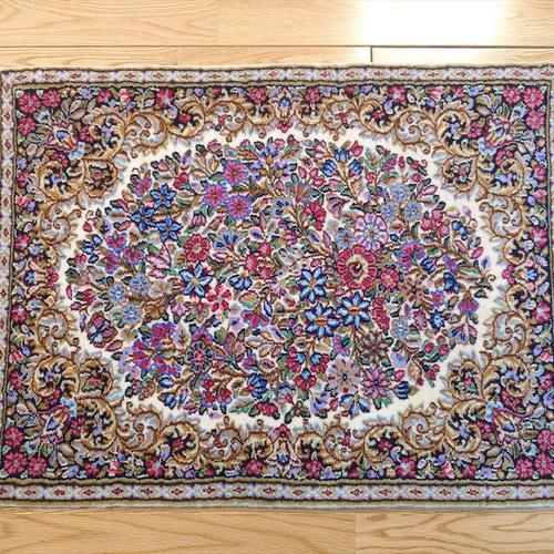 11/9迄Creema限定目玉】ペルシャ絨毯ケルマン産 フラワー 花柄 玄関