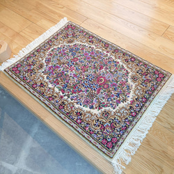 ペルシャ絨毯 ケルマン産 高品質 75x55cm 手織り ラグ 玄関マット e7fe1acf02034cd41214afb37a5077
