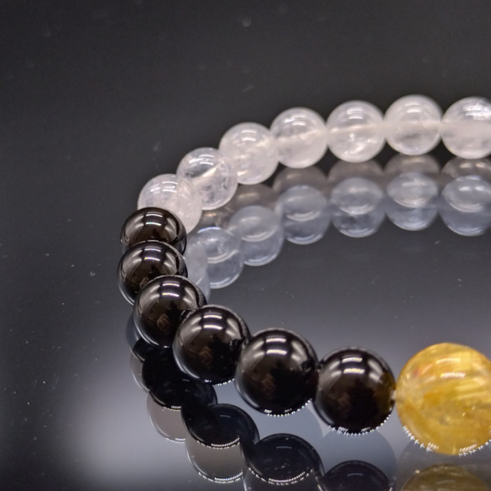 モリオン・ヒマラヤ水晶・ゴールドルチル【高品質・親玉10～11mm】ブレスレット